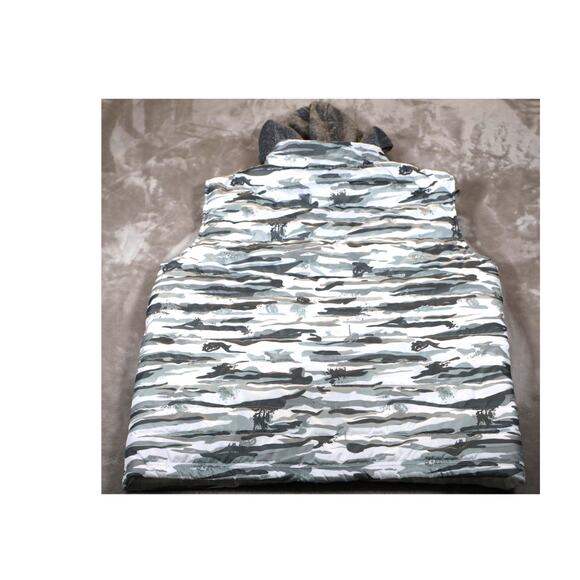 Ecko Unlimited Vest Mens Large Gray Camo Hooded Puffer Sleeveless Jacket Zip - Picture 2 of 7